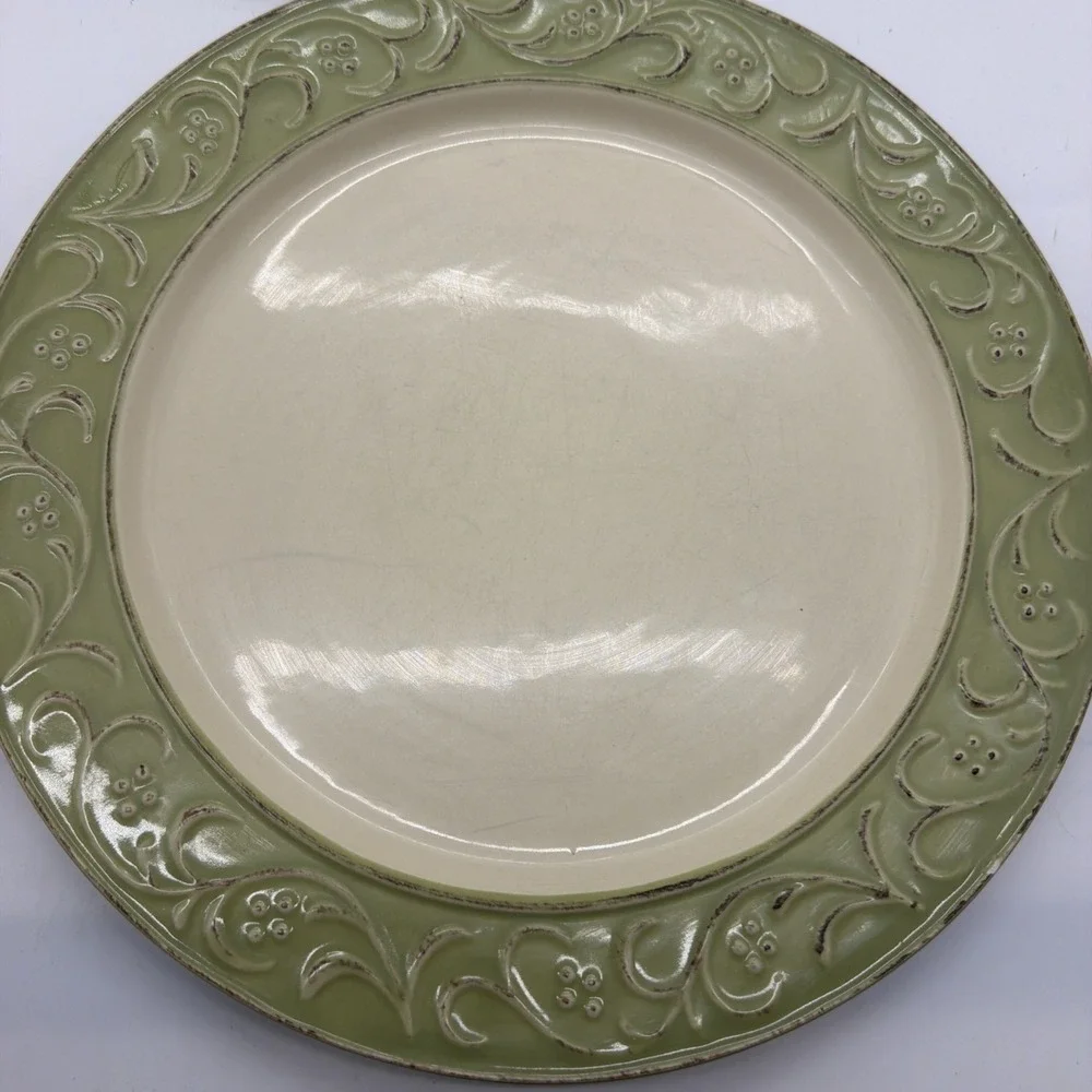 SET OF 3 PIER 1 ANTIQUE FLORAL DINNER PLATES 10 7/8